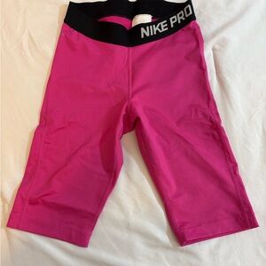 Nike Pro Women's Bright Magenta Bike Shorts with Black Waistband